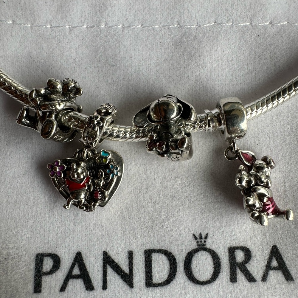 Disney x Pandora Winnie The Pooh Charms Bracelet Bundle with Multicolor Accents